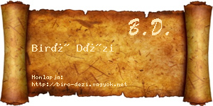 Biró Dézi névjegykártya